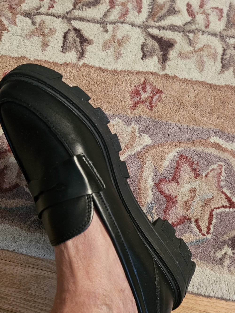 Women’s Black Lug-Sole Penny Loafers